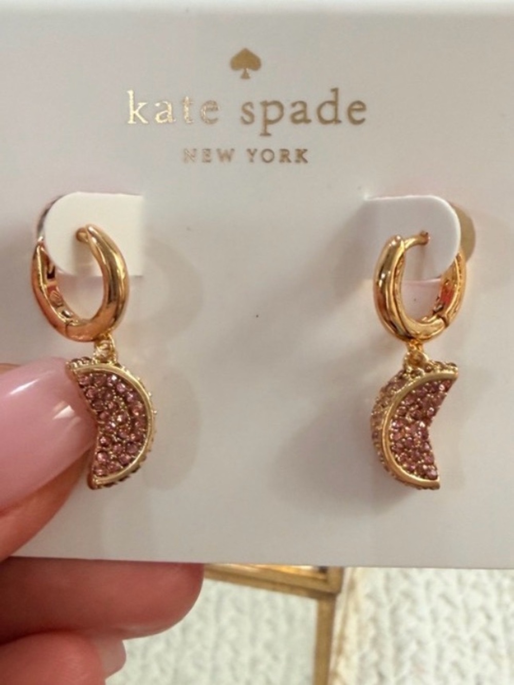 Kate Spade NEW Fruit Salad Pave Grapefruit Huggies - NWT